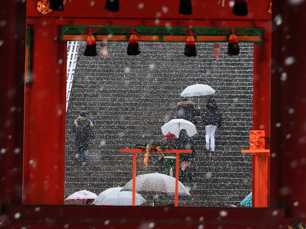 雪の日の石段